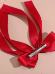 spinka do włosów, czerwona kokarda, satynowa spinka, elegancka spinka, akcesoria do włosów, spinka na wesele, spinka na komunie, ozdoby do włosów, modne akcesoria