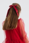 spinka do włosów, czerwona kokarda, satynowa spinka, elegancka spinka, akcesoria do włosów, spinka na wesele, spinka na komunie, ozdoby do włosów, modne akcesoria