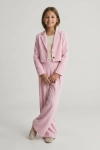 komplet Emi różowy dla dziewczynki, elegancki komplet dziewczęcy marynarka i spodnie, różowy dziecięcy komplet wizytowy na komunię i wesele, ZOYA Fashion Emi
