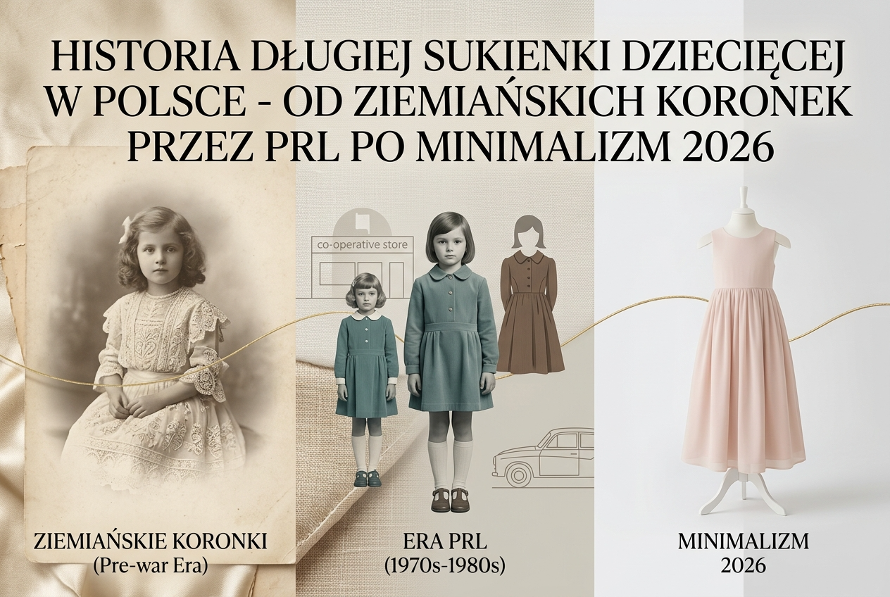 Od sielskiej koronki po minimalizm: ewolucja długiej sukienki dziecięcej w polskiej modzie